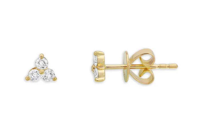 Albert Hern Earrings Mini Earrings 14kt Gold Trio Diamonds Studs