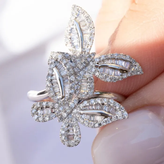AlbrechtJewellery Rings Double Butterfly Diamond Ring 18K White Gold Butterfly Ring with Diamonds AlbrechtJewellery Rings Double Butterfly Diamond Ring 18K White Gold Butterfly Ring with Diamonds