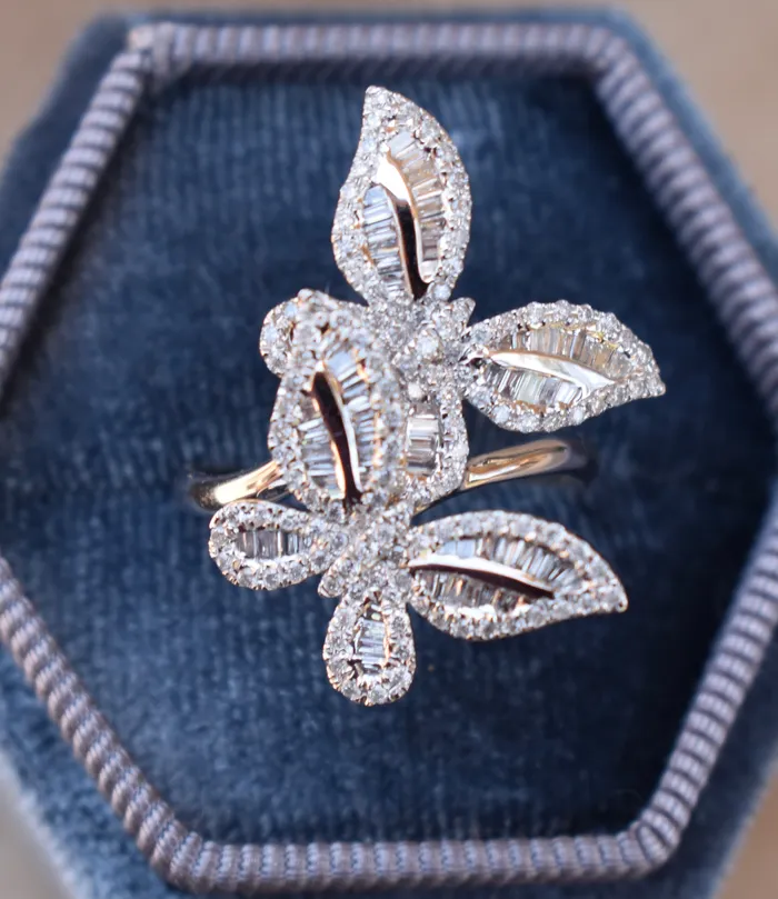 AlbrechtJewellery Rings Double Butterfly Diamond Ring 18K White Gold Butterfly Ring with Diamonds