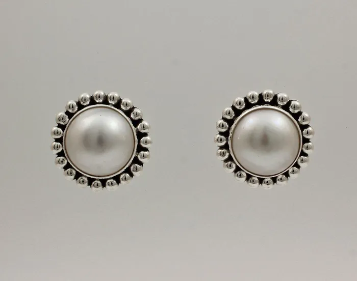 Artie Yellowhorse Earrings Mabe Pearl Post Earrings