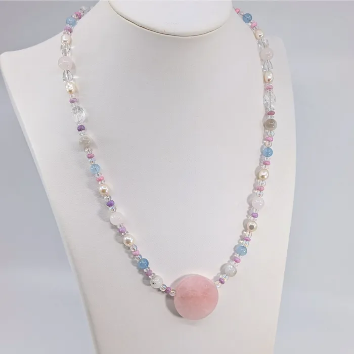 Bliss Crystals Necklaces Rose Quartz Pearl 26 27 Mixed Gemstone Beaded Necklace LV5873 Bliss Crystals Necklaces Rose Quartz Pearl 26 27 Mixed Gemstone Beaded Necklace LV5873