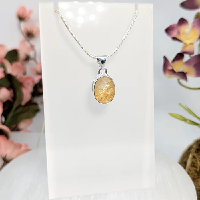 Bliss Crystals PreStyled Sets Gold Rutilated Quartz 8 Pendant SS LV7946