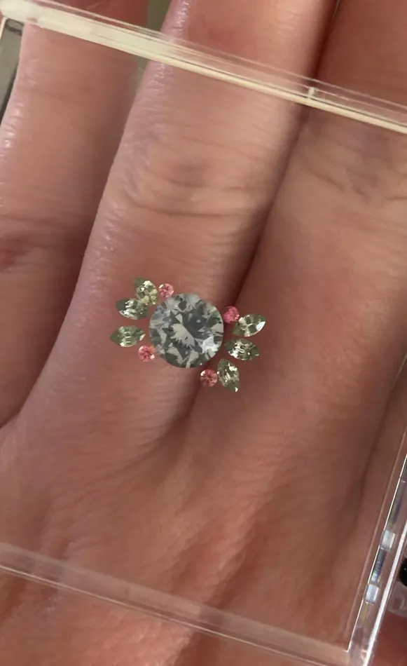 Custom Order 206 ct Montana Sapphire Cluster Floral Ring 14K White Gold Albrecht Jewellery Rings