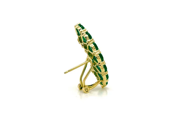 Earrings Albert Hern Earrings 18kt Gold Climbers Pear Emeralds with Diamonds Earrings Albert Hern Earrings 18kt Gold Climbers Pear Emeralds with Diamonds