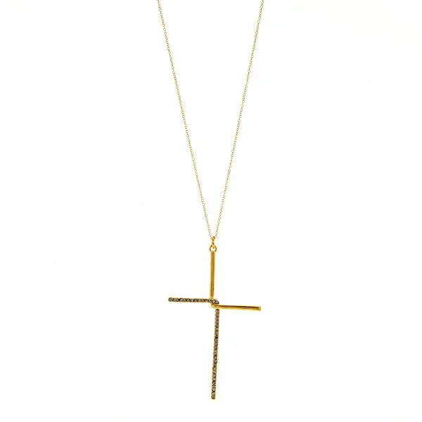 Interlocked Half Pave Cross Necklace Rebel Designs Inc Necklaces