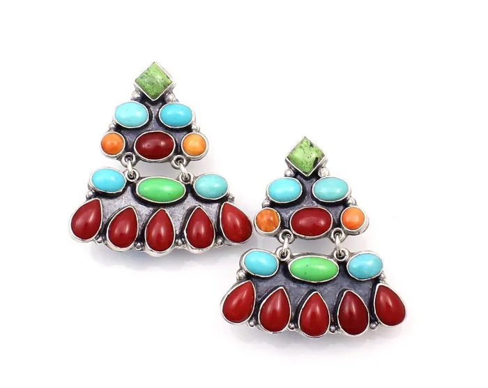Large Multi Stone Drop Earrings Don Lucas Earrings