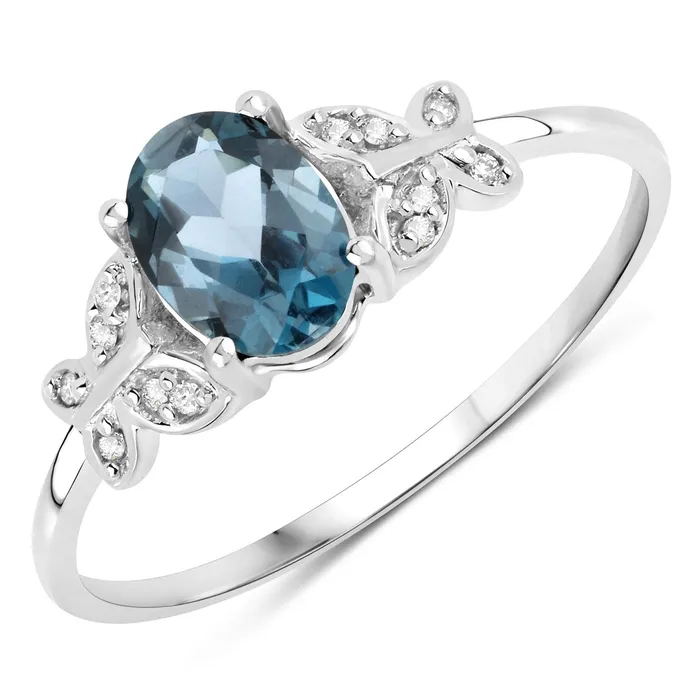 London Blue Topaz and Diamond Butterfly Ring in 14K Gold QUintessence Rings London Blue Topaz and Diamond Butterfly Ring in 14K Gold QUintessence Rings