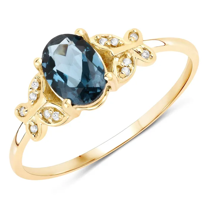 London Blue Topaz and Diamond Butterfly Ring in 14K Gold QUintessence Rings