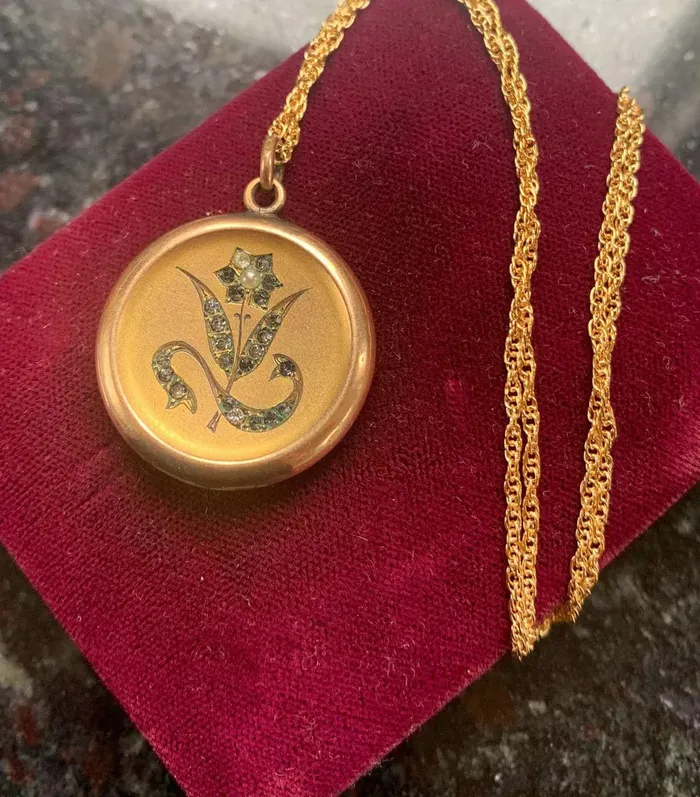 Love Vintage Paris Flower Locket Necklace Paste Locket Victorian Locket Gold Filled Locket Wedding Locket Necklaces
