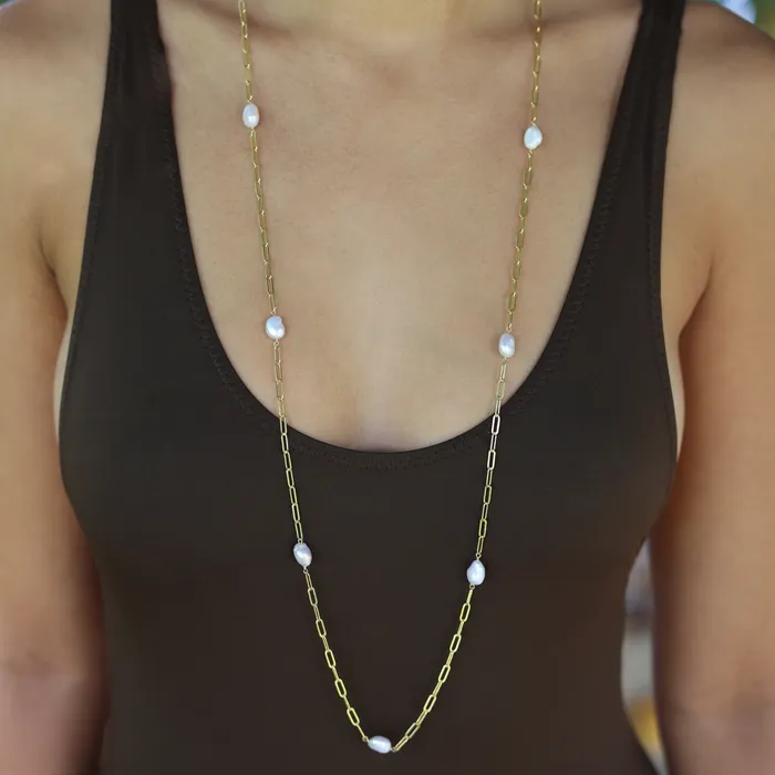 Michelle White Keshi Pearl Necklace misha hawaii Necklaces Michelle White Keshi Pearl Necklace misha hawaii Necklaces
