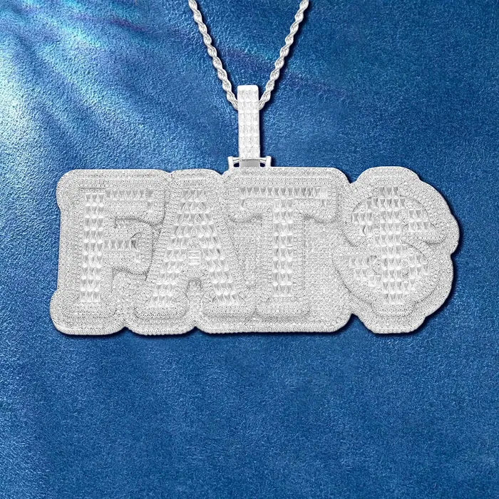 Necklaces IceZeusShop Custom Iced Out Baguette Letter Pendant