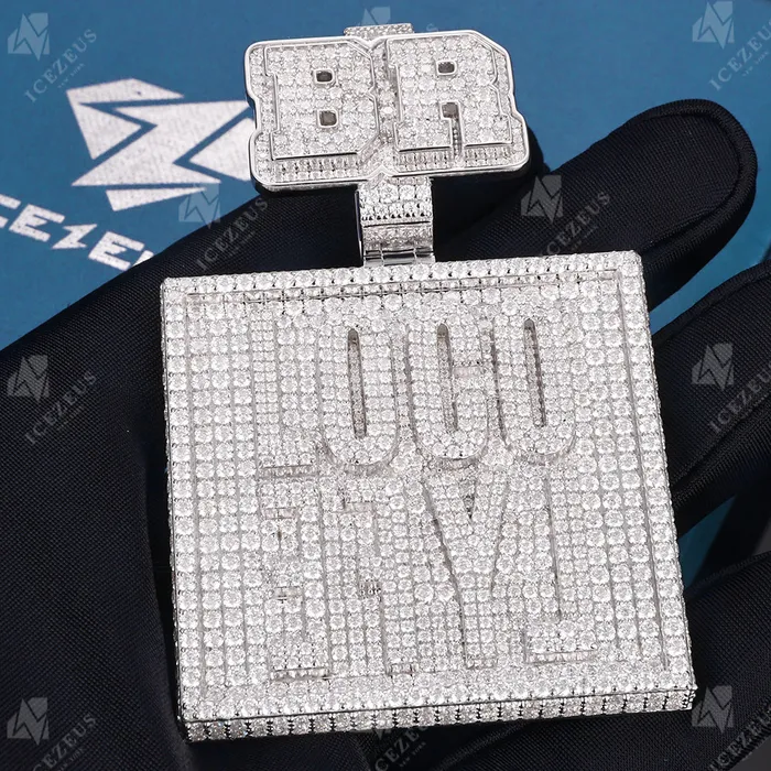 Necklaces IceZeusShop Custom Iced Out Baguette Letter Pendant