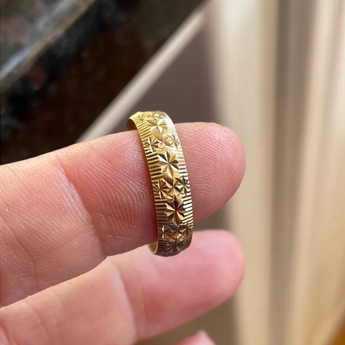 Rings Vintage Paris Jewelry Engraved Star Band 9K Gold Vintage