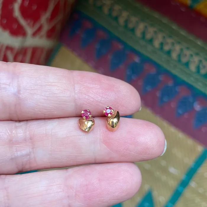 Ruby Swirl Earrings 14k Gold Vintage Love Vintage Paris Earrings