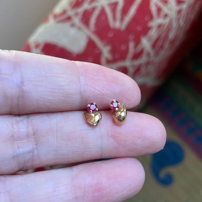 Ruby Swirl Earrings 14k Gold Vintage Love Vintage Paris Earrings