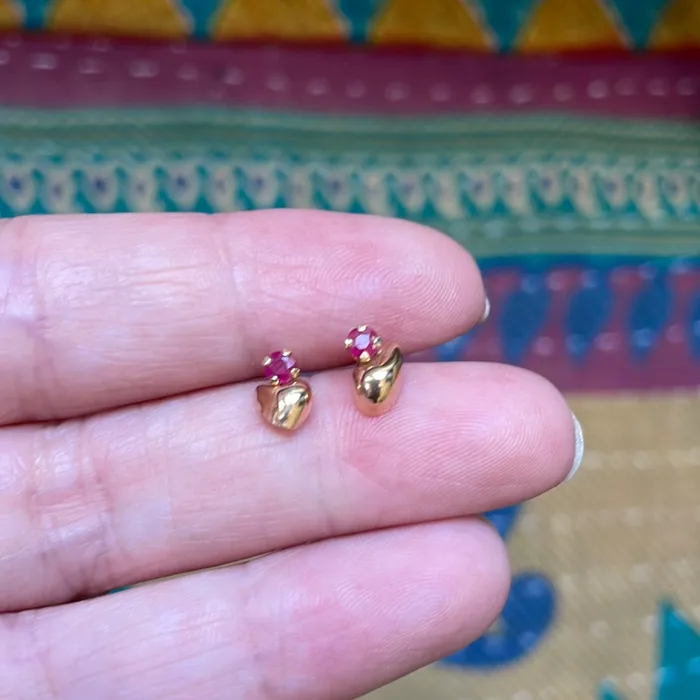 Ruby Swirl Earrings 14k Gold Vintage Love Vintage Paris Earrings