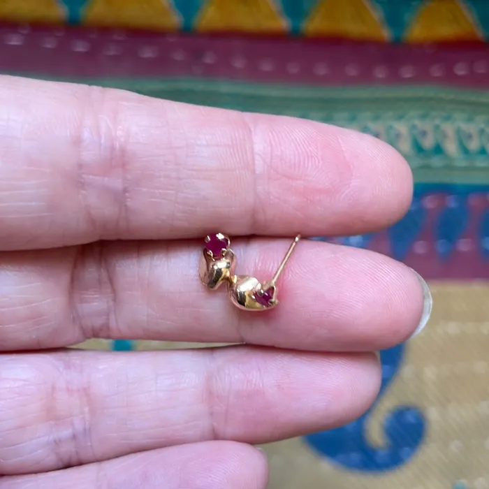 Ruby Swirl Earrings 14k Gold Vintage Love Vintage Paris Earrings
