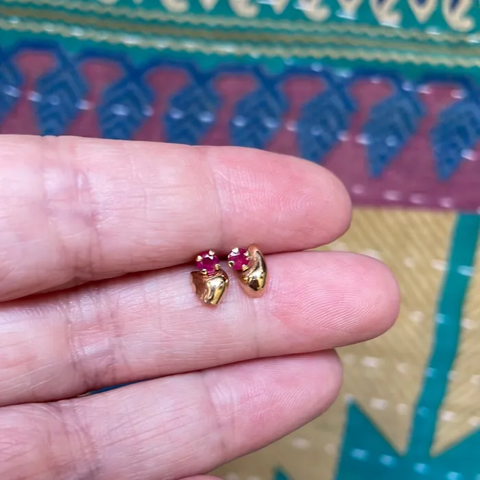 Ruby Swirl Earrings 14k Gold Vintage Love Vintage Paris Earrings
