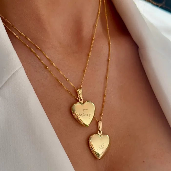 TBJ Gold Engraved Simple Locket Necklace Necklaces