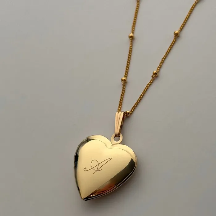 TBJ Gold Engraved Simple Locket Necklace Necklaces
