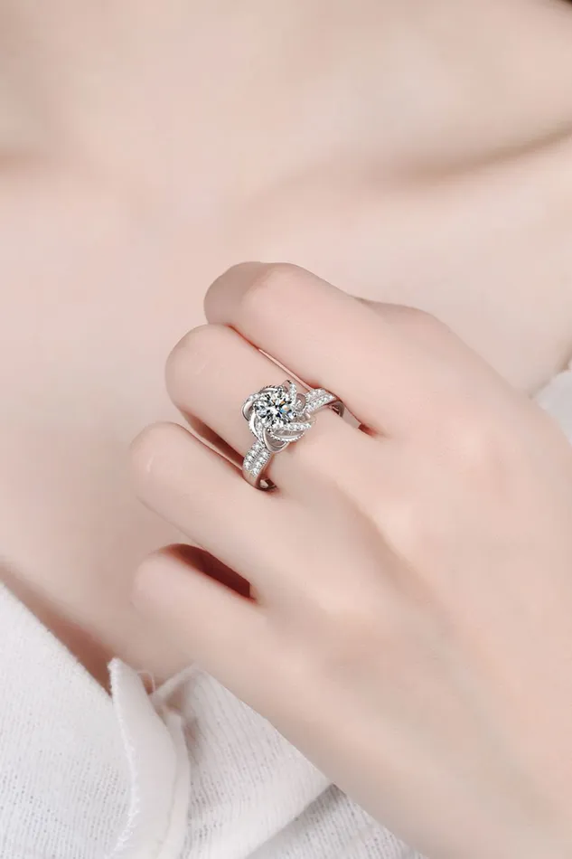 1 Carat Moissanite 925 Sterling Silver Ring Trendsi Rings
