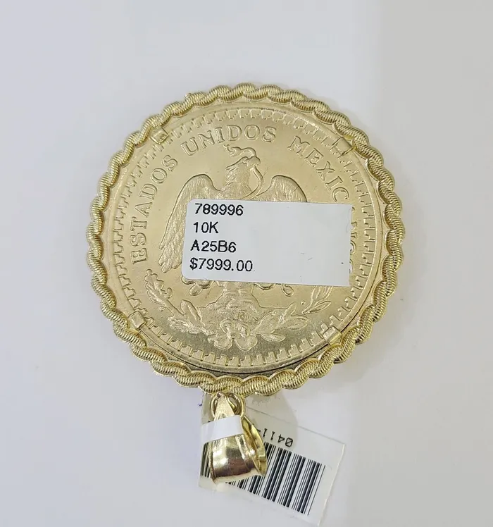 10k Solid Yellow Gold Rope style bezel charm Gold and Diamond Charm Necklaces