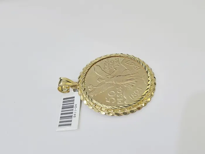 10k Solid Yellow Gold Rope style bezel charm Gold and Diamond Charm Necklaces