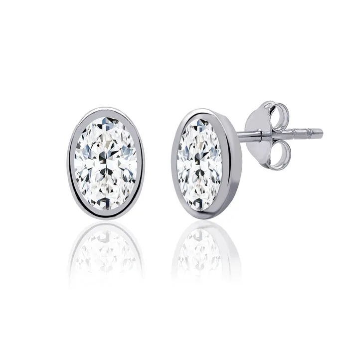10kt White Gold 050cttw Oval LabGrown Diamond Bezel Stud Earrings Independent Jewellers Earrings 10kt White Gold 050cttw Oval LabGrown Diamond Bezel Stud Earrings Independent Jewellers Earrings