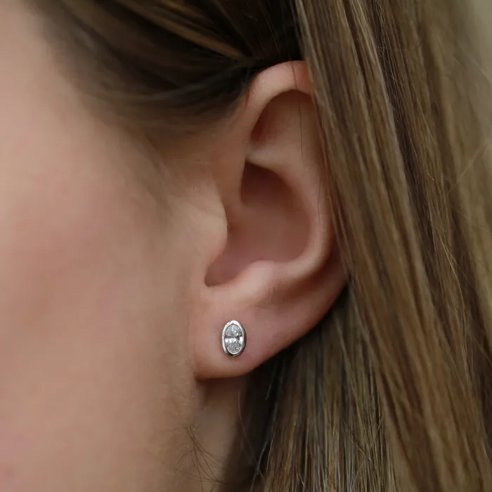 10kt White Gold 050cttw Oval LabGrown Diamond Bezel Stud Earrings Independent Jewellers Earrings 10kt White Gold 050cttw Oval LabGrown Diamond Bezel Stud Earrings Independent Jewellers Earrings