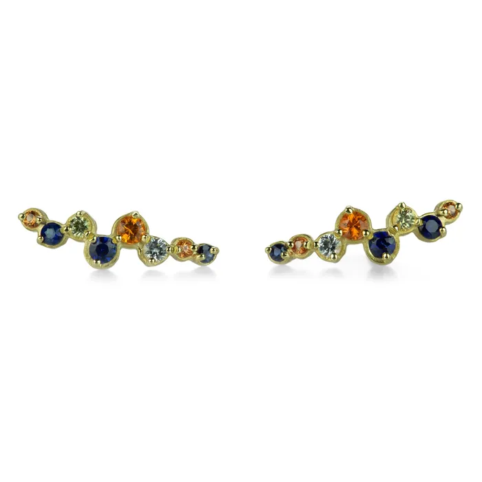 Anne Sportun Earrings Dancing Multicolored Sapphire Ear Climbers
