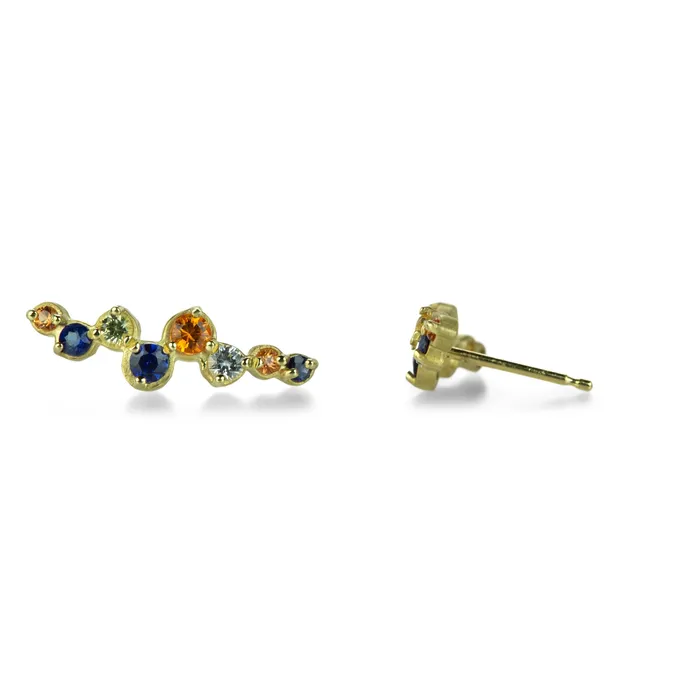 Anne Sportun Earrings Dancing Multicolored Sapphire Ear Climbers Anne Sportun Earrings Dancing Multicolored Sapphire Ear Climbers
