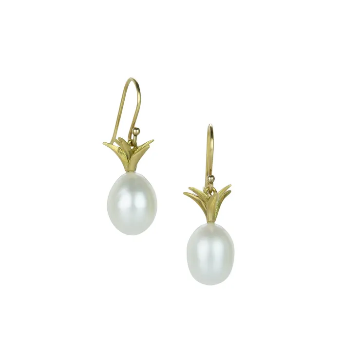 Annette Ferdinandsen Earrings White Pearl Pineapple Drop Earrings