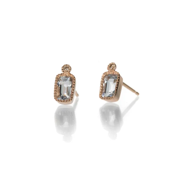 Aquamarine Milgrain Stud Earrings Sirciam Earrings