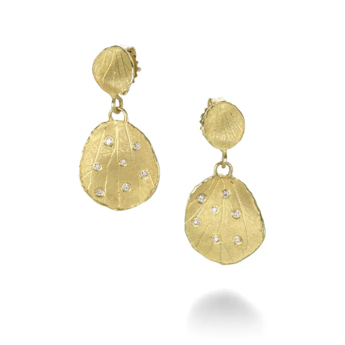 Barbara Heinrich Earrings Double Petal Earrings with Diamonds