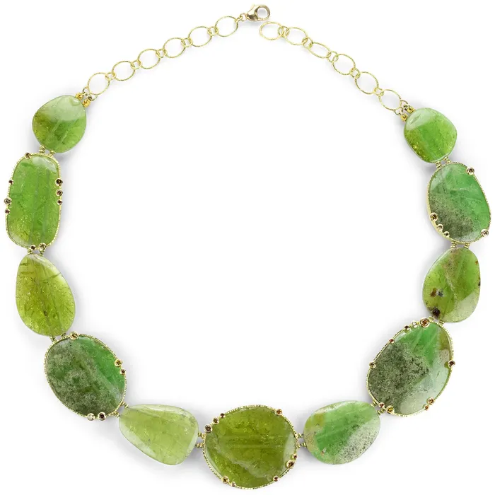 Barbara Heinrich Graduated Green Garnet Slice Necklace Necklaces