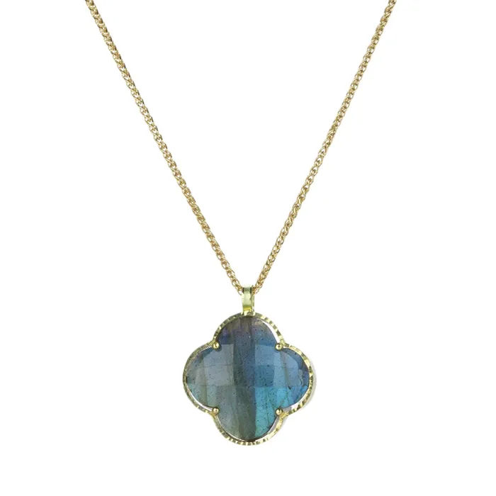 Barbara Heinrich Necklaces Single Clover Shaped Labradorite Pendant Necklace
