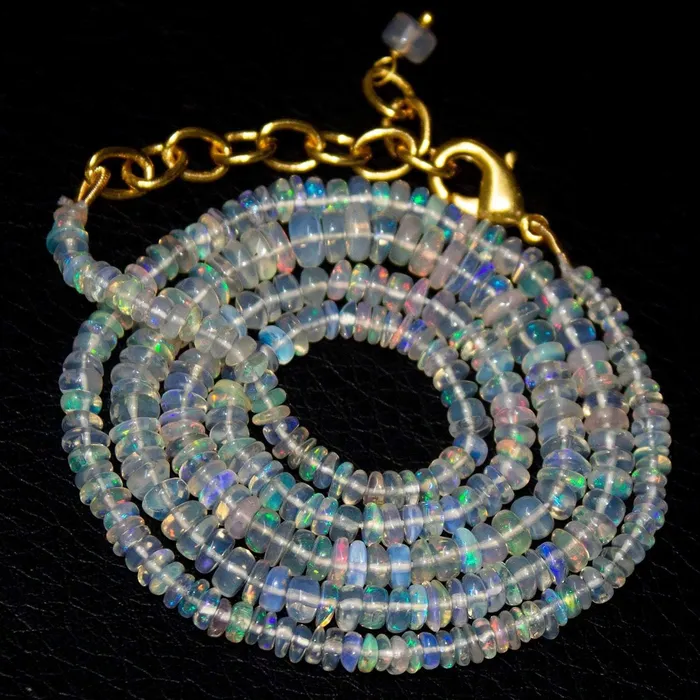 Beads Supplies USA Necklaces Welo Ethiopian Opal Gold Plated Gemstone Rondelle Beads Necklace 20 3mm 5mm Beads Supplies USA Necklaces Welo Ethiopian Opal Gold Plated Gemstone Rondelle Beads Necklace 20 3mm 5mm