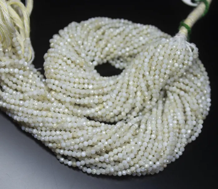 Beads Supplies USA Rings 13 Full Strand Mother of Pearl Faceted Round Cut Shape Gemstone Beads Serpentine Beads 230mm