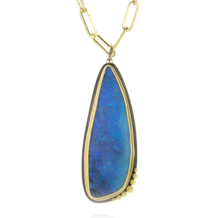 Boulder Opal Necklace on Paperclip Chain Ananda Khalsa Necklaces