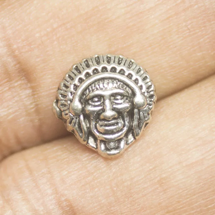Charm Necklaces Beads Supplies USA 8 Red Indian Spacer Bead Silver Tone Mask Charm
