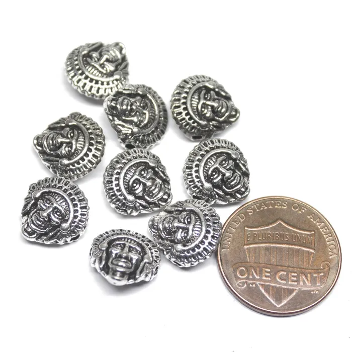 Charm Necklaces Beads Supplies USA 8 Red Indian Spacer Bead Silver Tone Mask Charm
