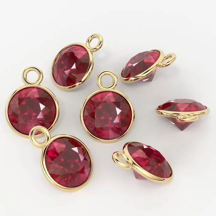 Charm Necklaces Jalvi Co 14k Solid Yellow Gold 456mm Natural Glass Filled Ruby Charm Pendant Charm Necklaces Jalvi Co 14k Solid Yellow Gold 456mm Natural Glass Filled Ruby Charm Pendant
