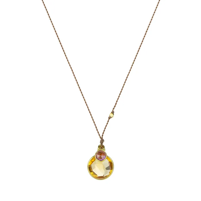 Citrine and Sapphire Double Pendant Necklace Margaret Solow Necklaces
