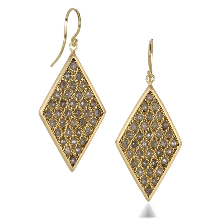 Earrings Amali Gray Diamond Shaped Textile Earrings