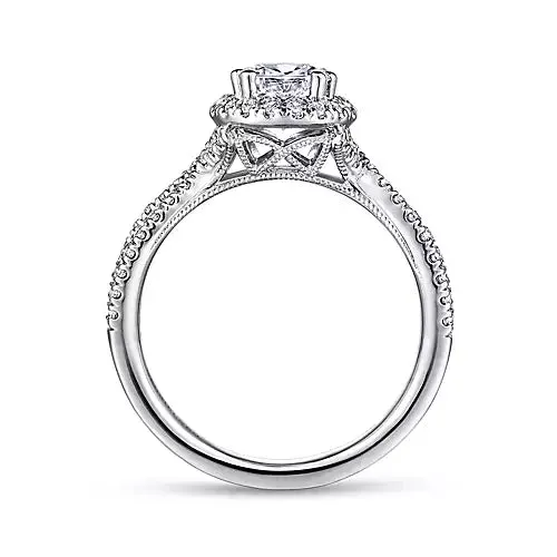 Earrings Gabriel Co 14kt White Gold Pear Shape Halo Diamond Semi Mount