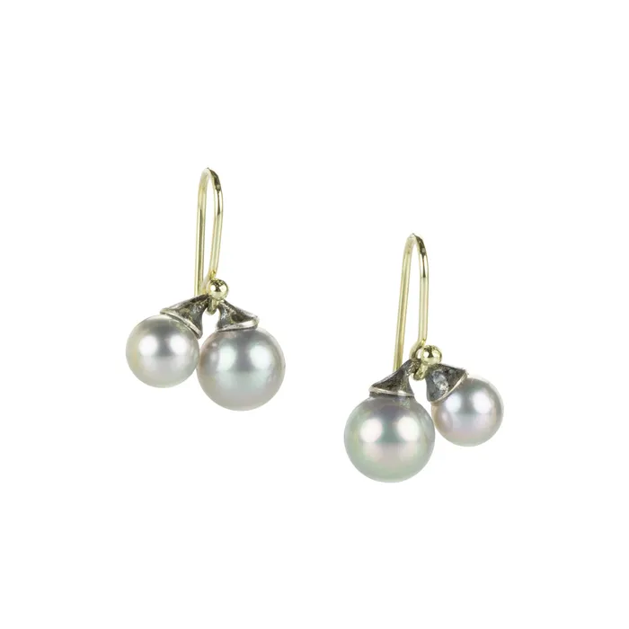 Earrings Gray Akoya Sibling Drop Earrings John Iversen