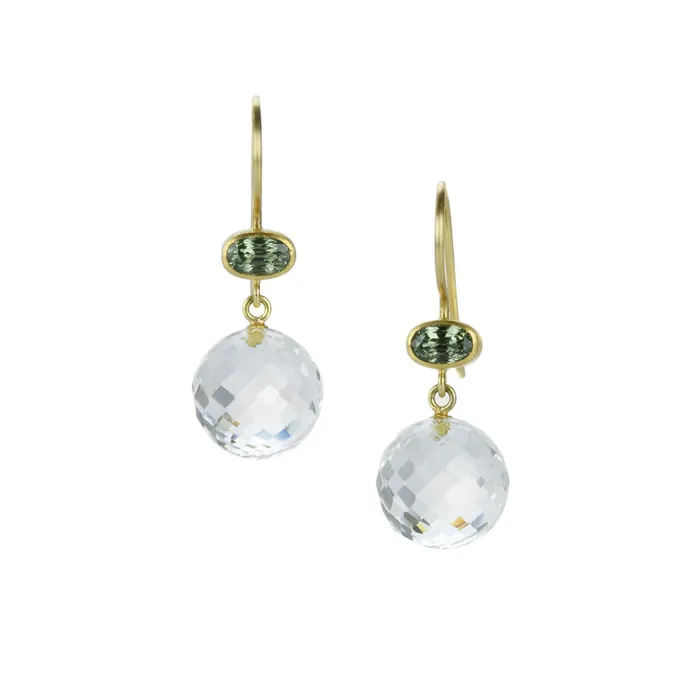 Earrings Mallary Marks Green Sapphire and Quartz Apple Eve Earrings