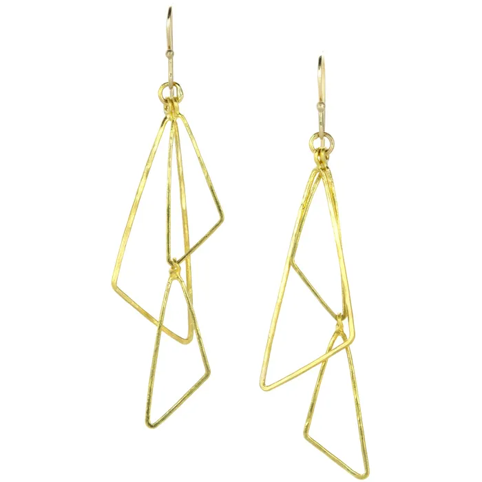 Earrings Rosanne Pugliese 22k Gold Triple Triangle Drop Earrings