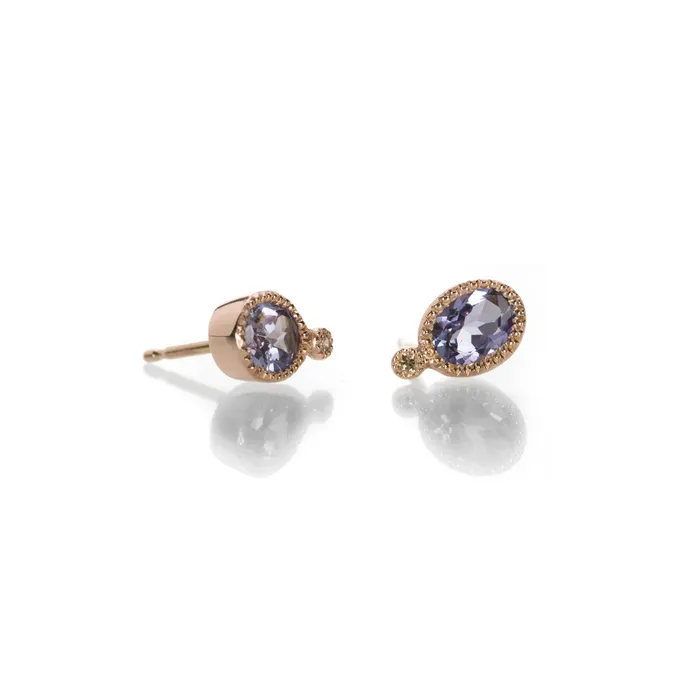 Earrings Sirciam Tanzanite Milgrain Stud Earrings
