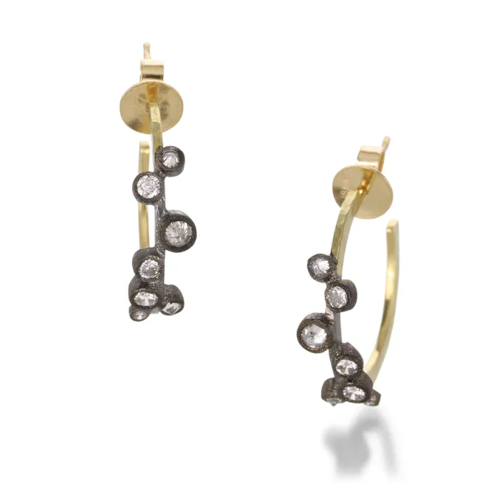 Earrings Todd Pownell Darkened Bezel Hoops Earrings